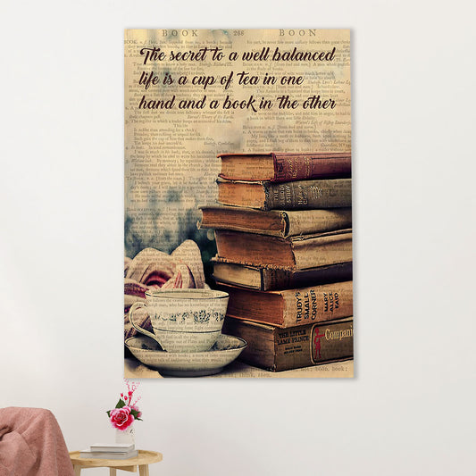Books Lover Canvas Prints | The Secret To Well Balanced | Wall Art Gift for Books Reader
