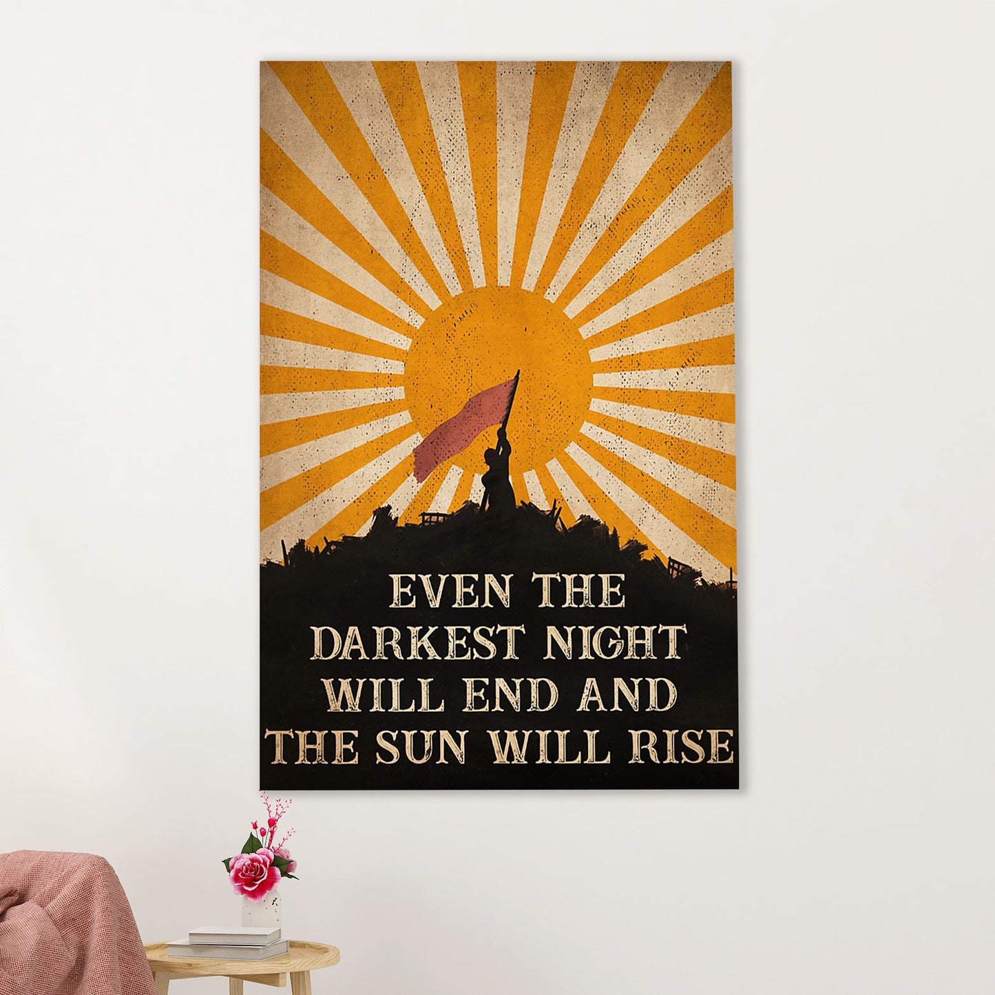Books Lover Poster Prints | Even The Darkest Night Will End & The Sun Will Rise | Wall Art Gift for Books Reader