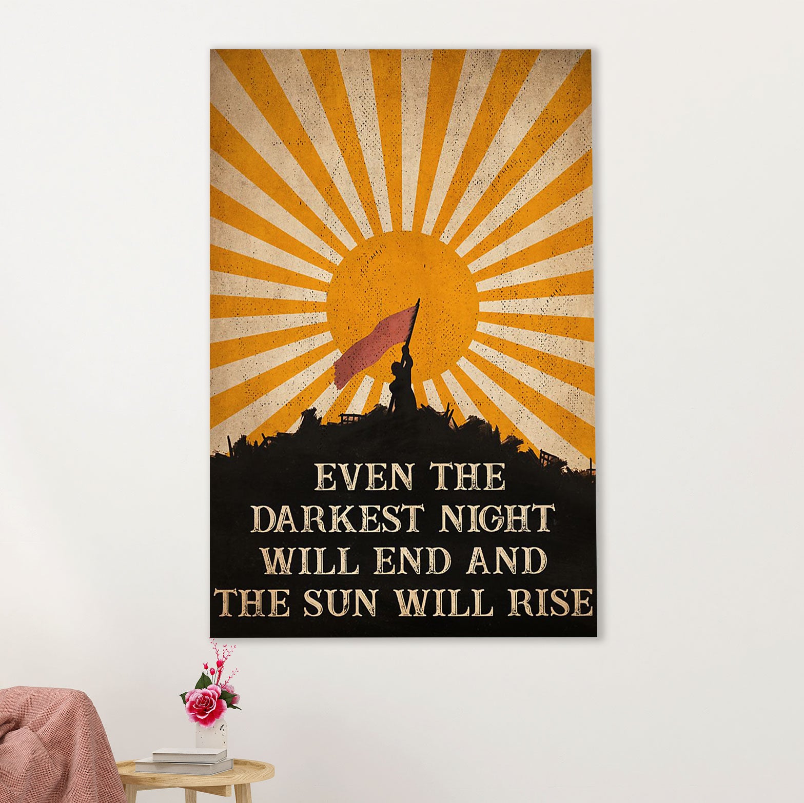 Books Lover Canvas Prints | Even The Darkest Night Will End & The Sun Will Rise | Wall Art Gift for Books Reader