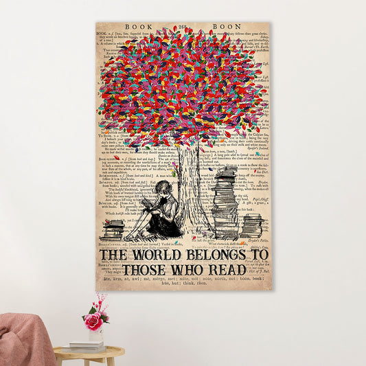 Books Lover Canvas Prints | The World Belongs To Those Who Read | Wall Art Gift for Books Reader