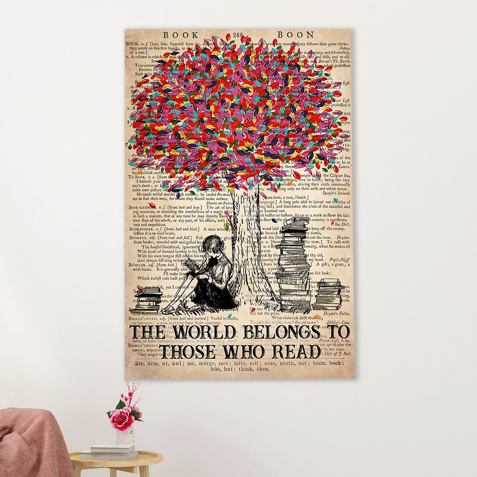 Books Lover Poster Prints | The World Belongs To Those Who Read | Wall Art Gift for Books Reader