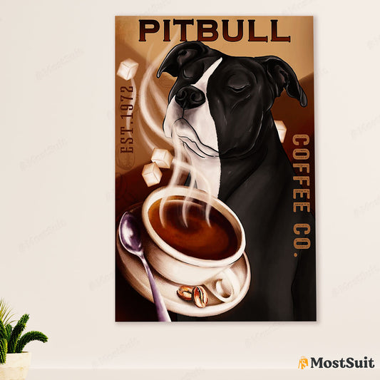 Blue Nose Pitbull Poster - Dog Wall Art For Living Room - Gifts for Pitbull Lovers - Pitbull Coffee
