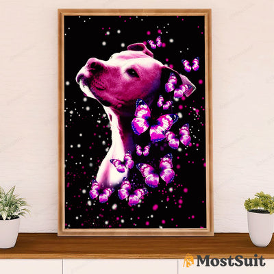 Pitbull View side Poster - Dog Wall Art For Living Room - Gifts for Pitbull Lovers Mom Dad