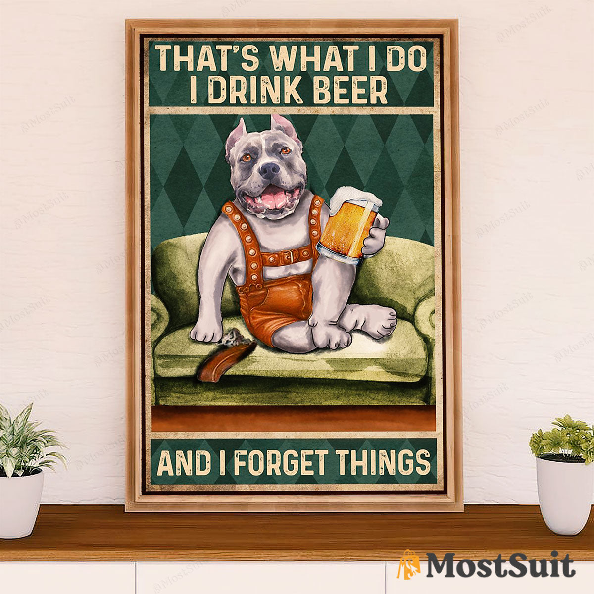 Blue Nose Pitbull Poster - Dog Wall Art For Living Room - Gifts for Pitbull Lovers - Pitbull Beer