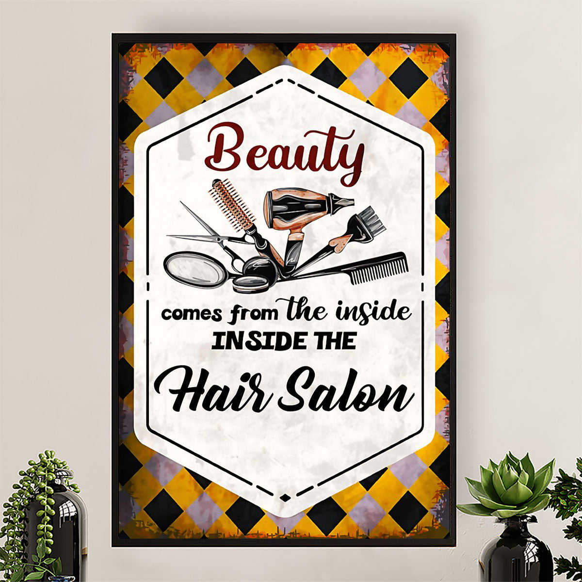 Hairdresser Poster Beauty Comes From The Inside | Wall Art Gift for Hairstylists