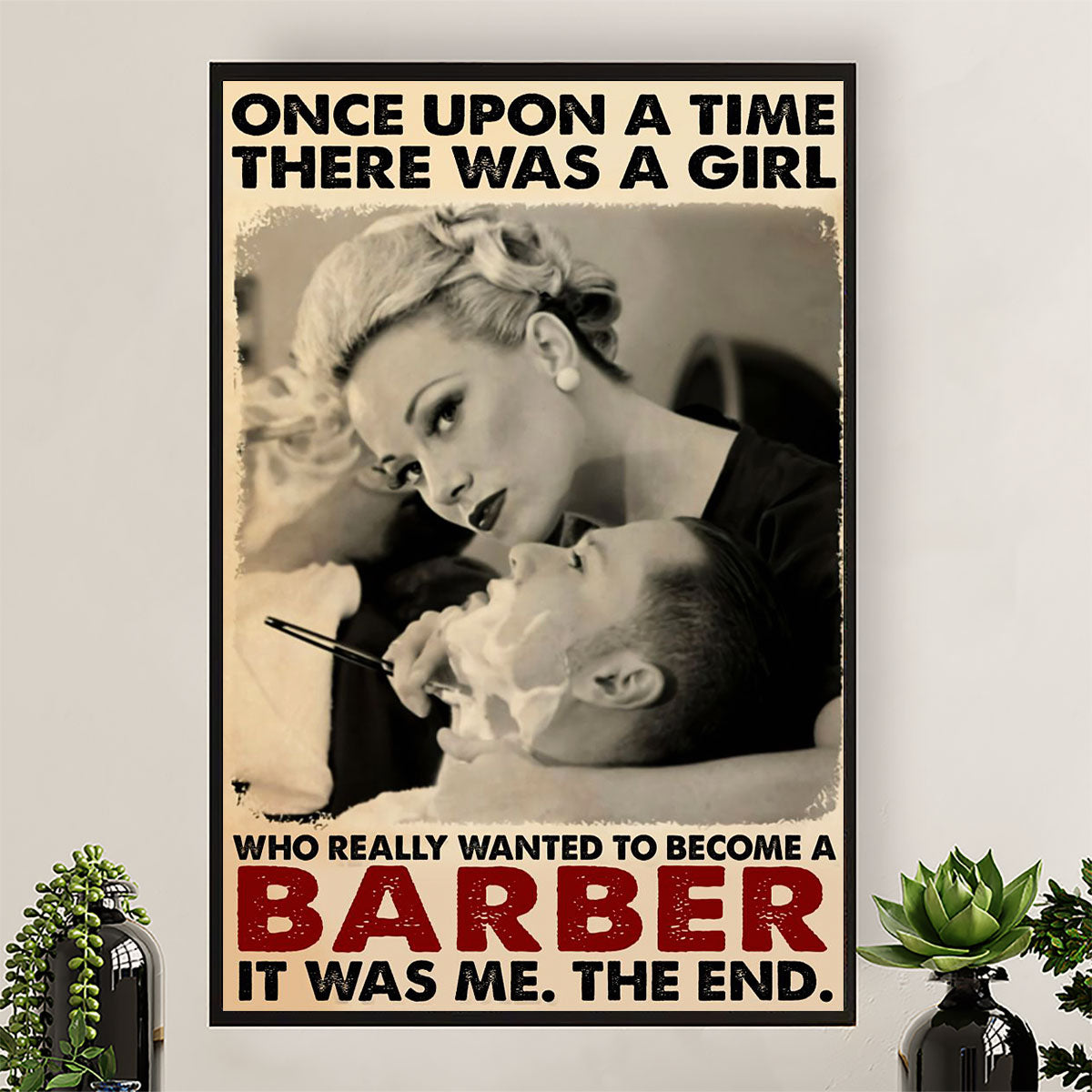 Hairdresser Canvas There Was A Girl Who Really Wanted To Become A Barber | Wall Art Gift for Hairstylists