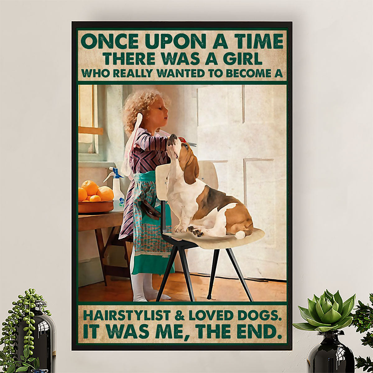 Hairdresser Canvas Girl Really Wanted To Become A Hairstylist & Love Dogs | Wall Art Gift for Hairstylists