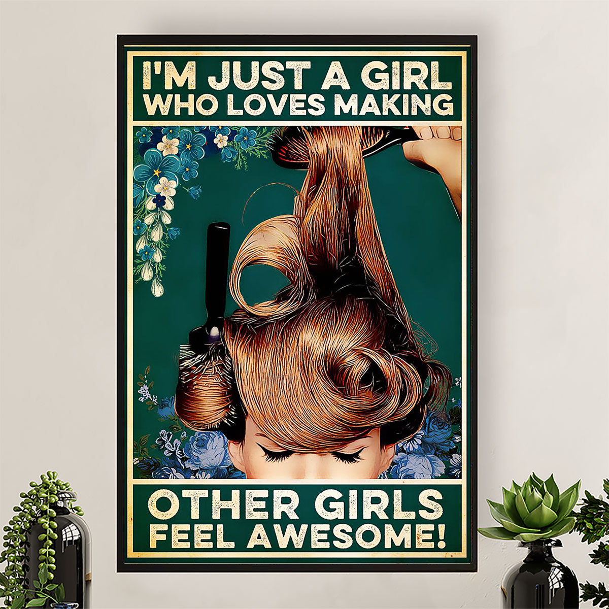 Hairdresser Canvas Girl Loves Making Other Girls | Wall Art Gift for Hairstylists