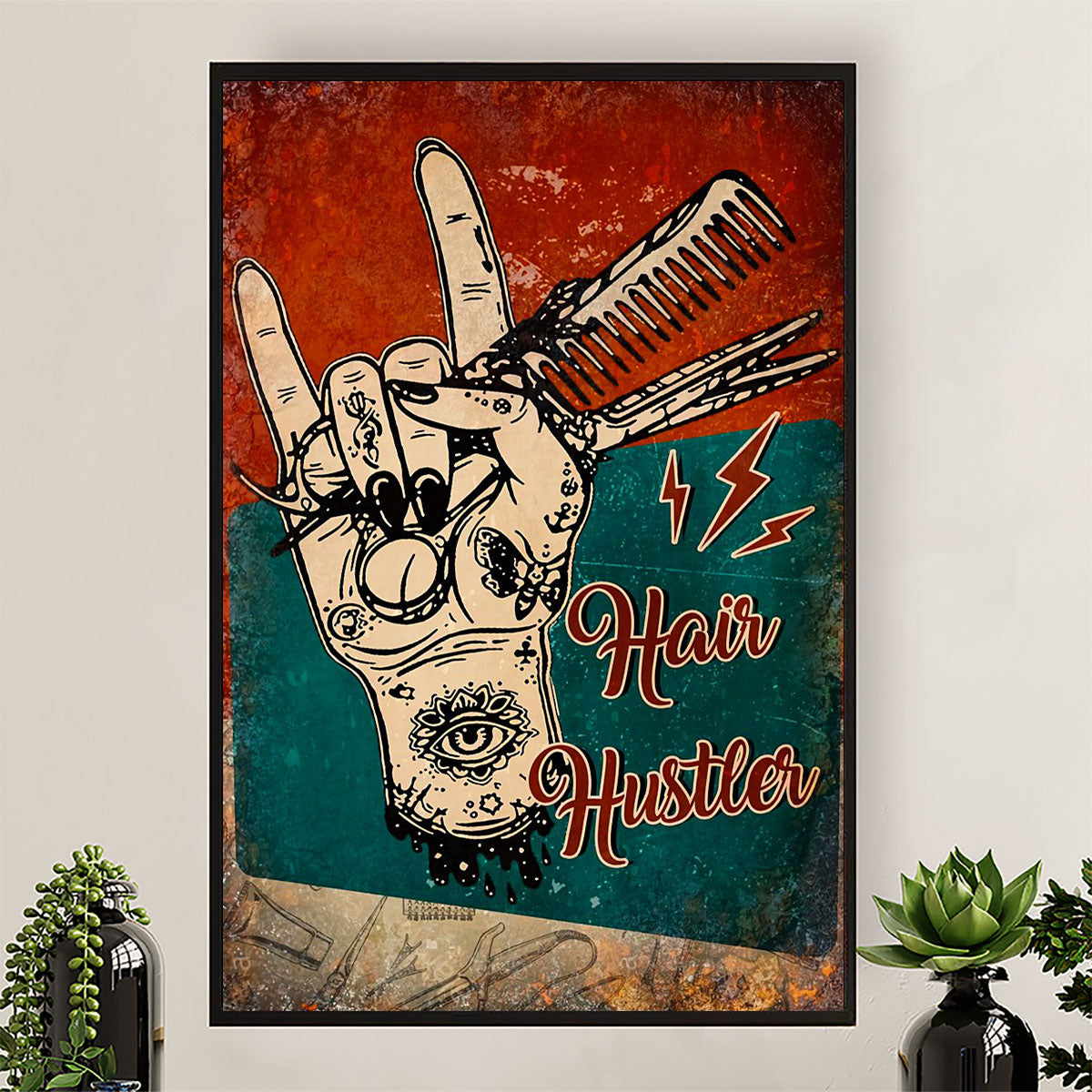Hairdresser Poster Hair Hustler | Wall Art Gift for Hairstylists