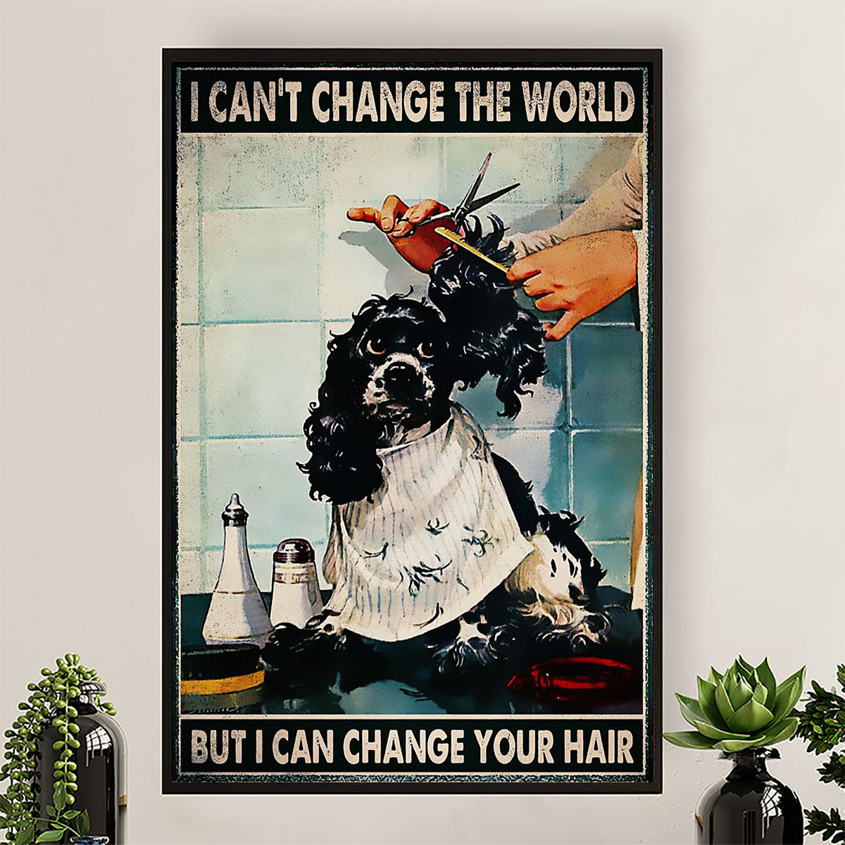 Hairdresser Canvas I Can't Change The World But I Can Change Your Hair | Wall Art Gift for Hairstylists