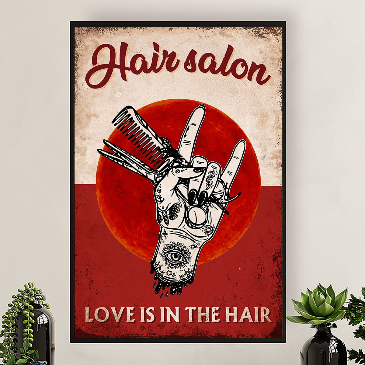 Hairdresser Canvas Hair Salon - Love Is In The Hair | Wall Art Gift for Hairstylists