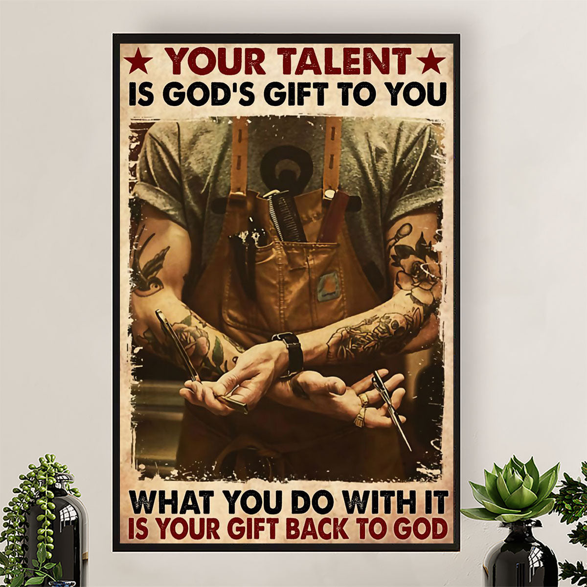 Hairdresser Canvas Your Talent Is God's Gift To You | Wall Art Gift for Hairstylists