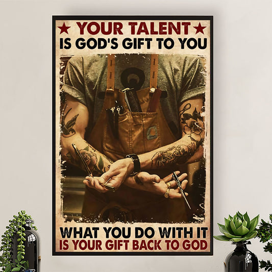 Hairdresser Poster Your Talent Is God's Gift To You | Wall Art Gift for Hairstylists