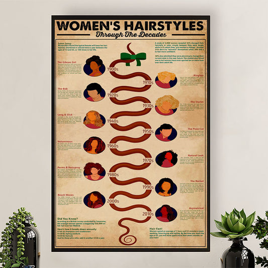 Hairdresser Poster Women's Hairstyles Through The Decades | Wall Art Gift for Hairstylists