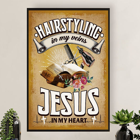 Hairdresser Poster Hairstylinic In My Veins | Wall Art Gift for Hairstylists