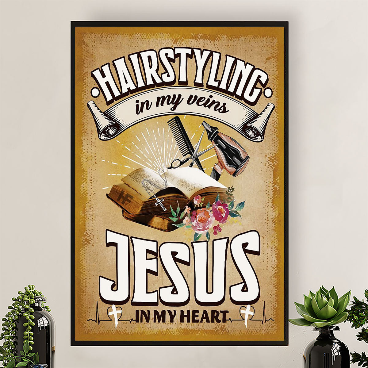 Hairdresser Canvas Hairstylinic In My Veins | Wall Art Gift for Hairstylists