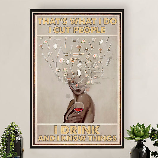 Hairdresser Poster That's What I Do, I Cut People | Wall Art Gift for Hairstylists