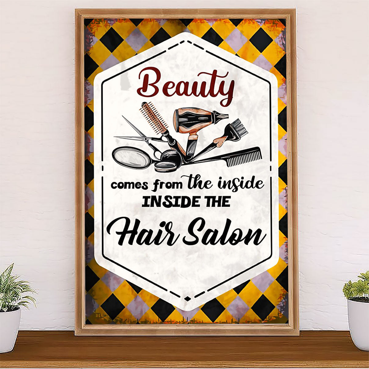 Hairdresser Poster Beauty Comes From The Inside | Wall Art Gift for Hairstylists