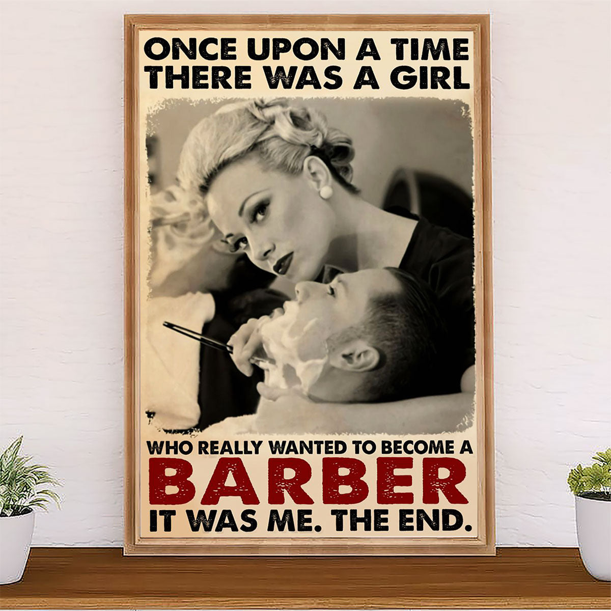 Hairdresser Canvas There Was A Girl Who Really Wanted To Become A Barber | Wall Art Gift for Hairstylists