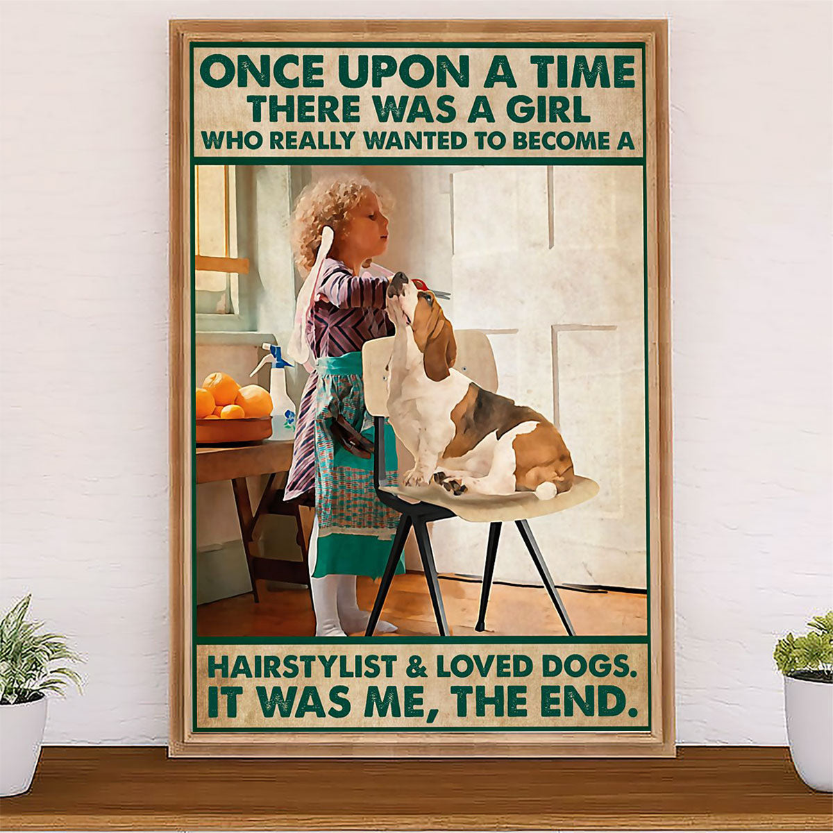 Hairdresser Poster Girl Really Wanted To Become A Hairstylist & Love Dogs | Wall Art Gift for Hairstylists