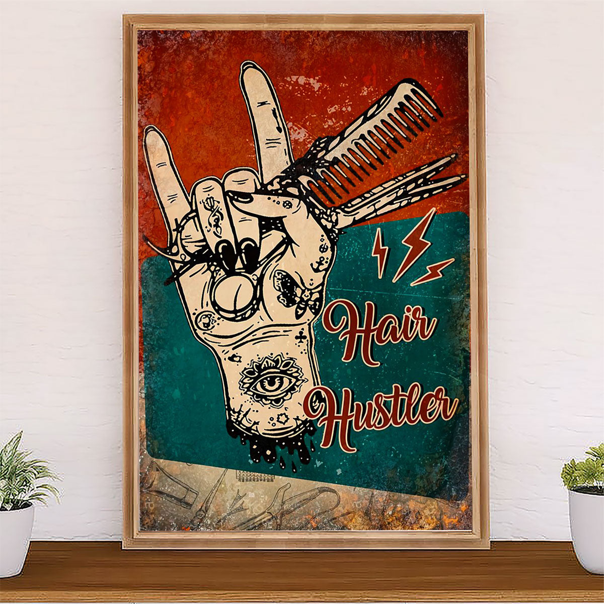 Hairdresser Canvas Hair Hustler | Wall Art Gift for Hairstylists
