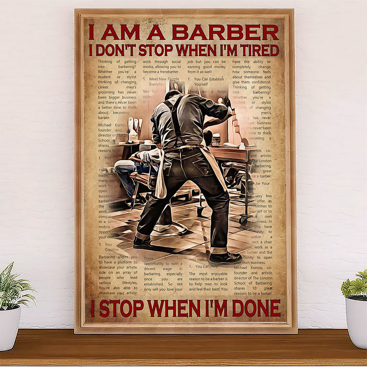 Hairdresser Poster I Am A Barber, I Don’t Stop When Im Tired | Wall Art Gift for Hairstylists