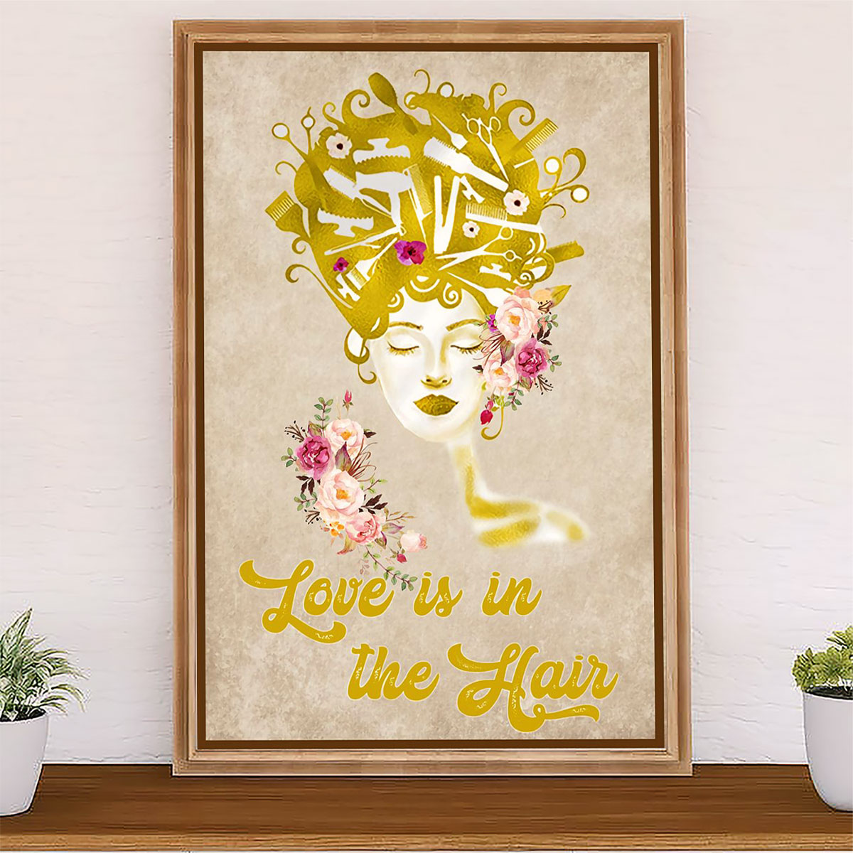 Hairdresser Canvas Love Is In The Hair | Wall Art Gift for Hairstylists