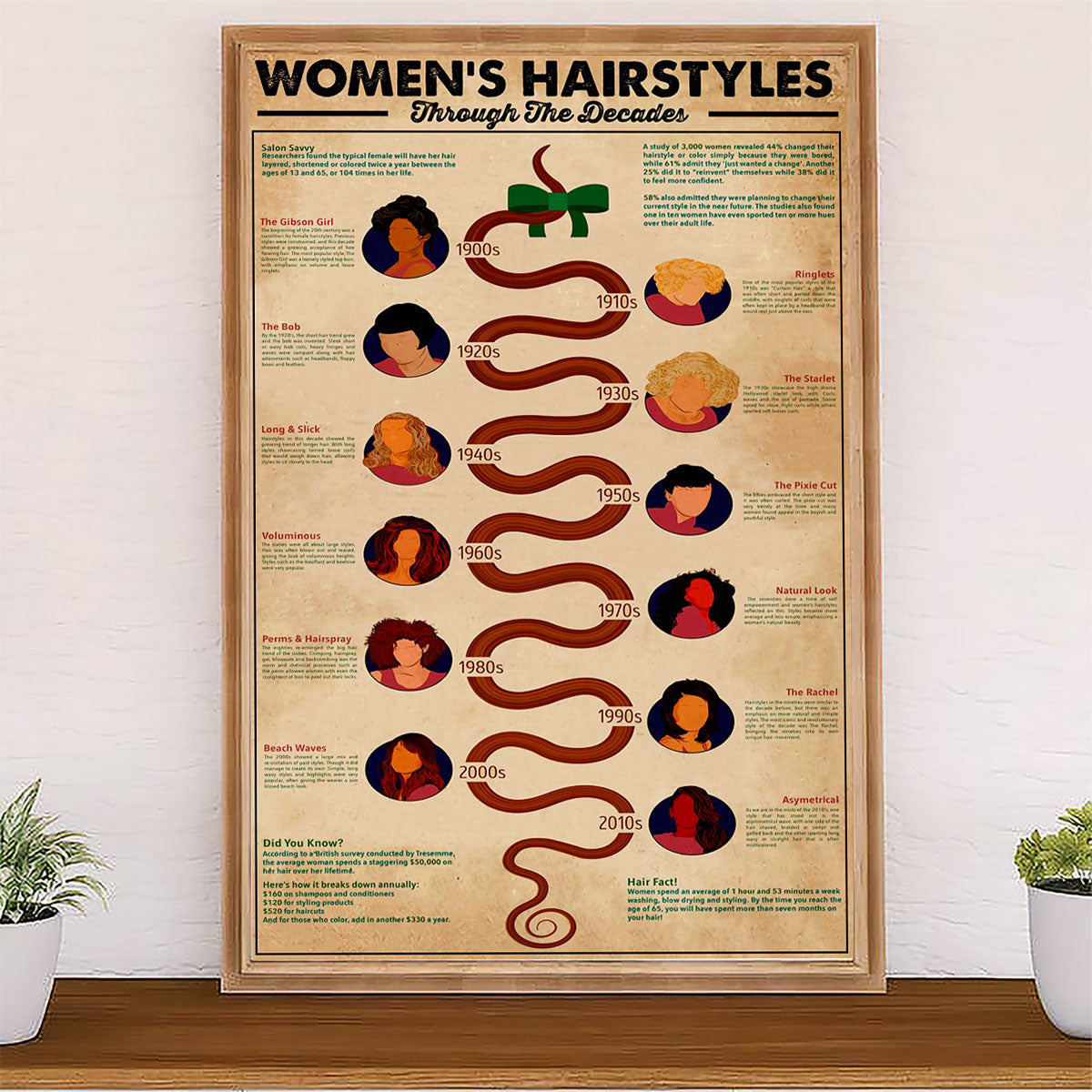 Hairdresser Canvas Women's Hairstyles Through The Decades | Wall Art Gift for Hairstylists