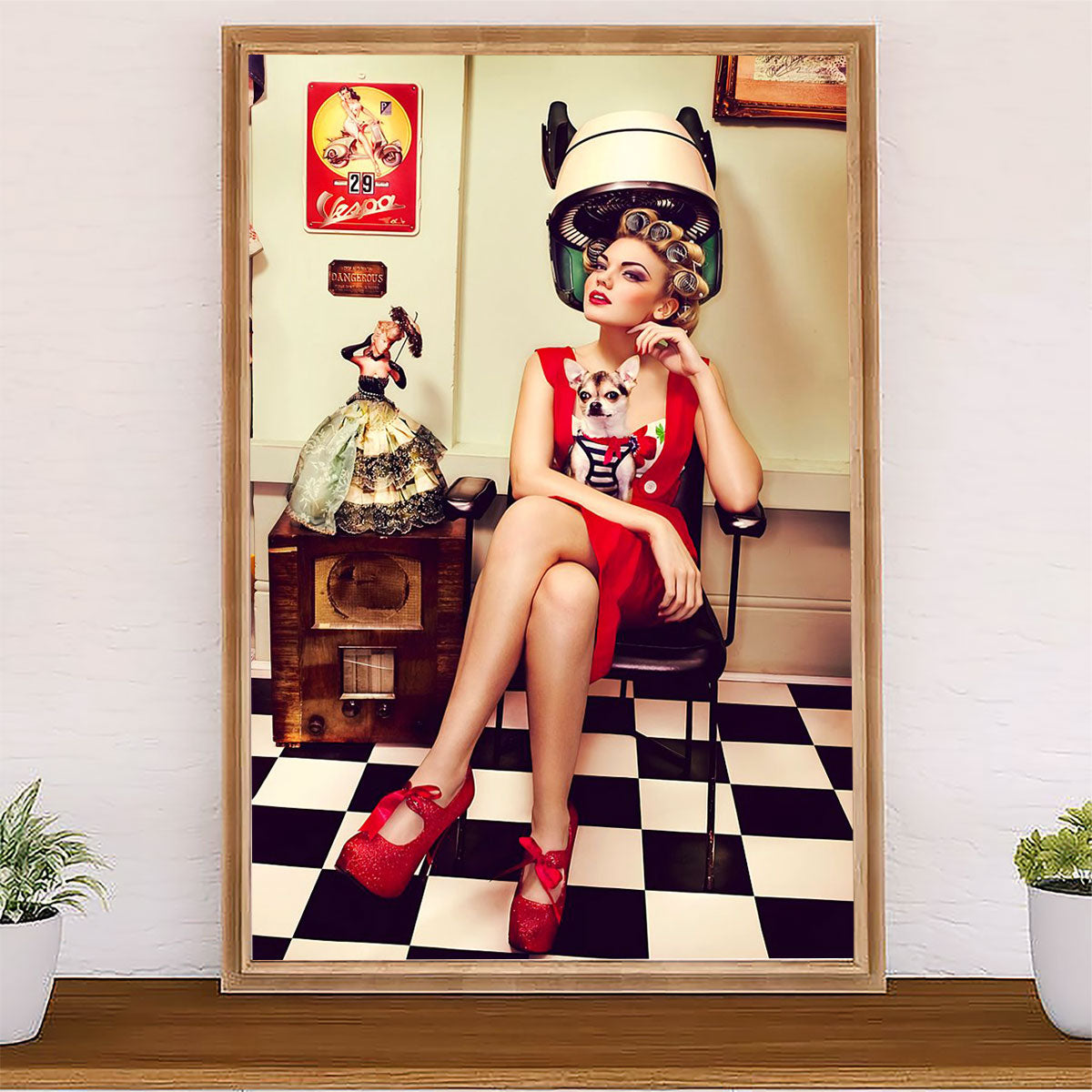 Hairdresser Canvas Lady in Hair Salon | Wall Art Gift for Hairstylists
