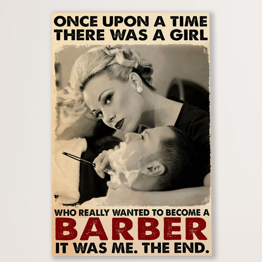 Hairdresser Canvas There Was A Girl Who Really Wanted To Become A Barber | Wall Art Gift for Hairstylists