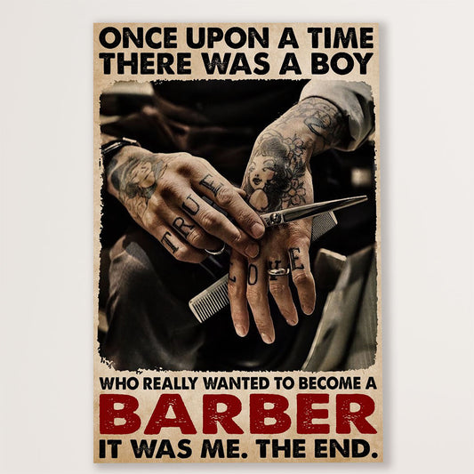 Hairdresser Canvas There Was A Boy Who Really Wanted To Become A Barber | Wall Art Gift for Hairstylists