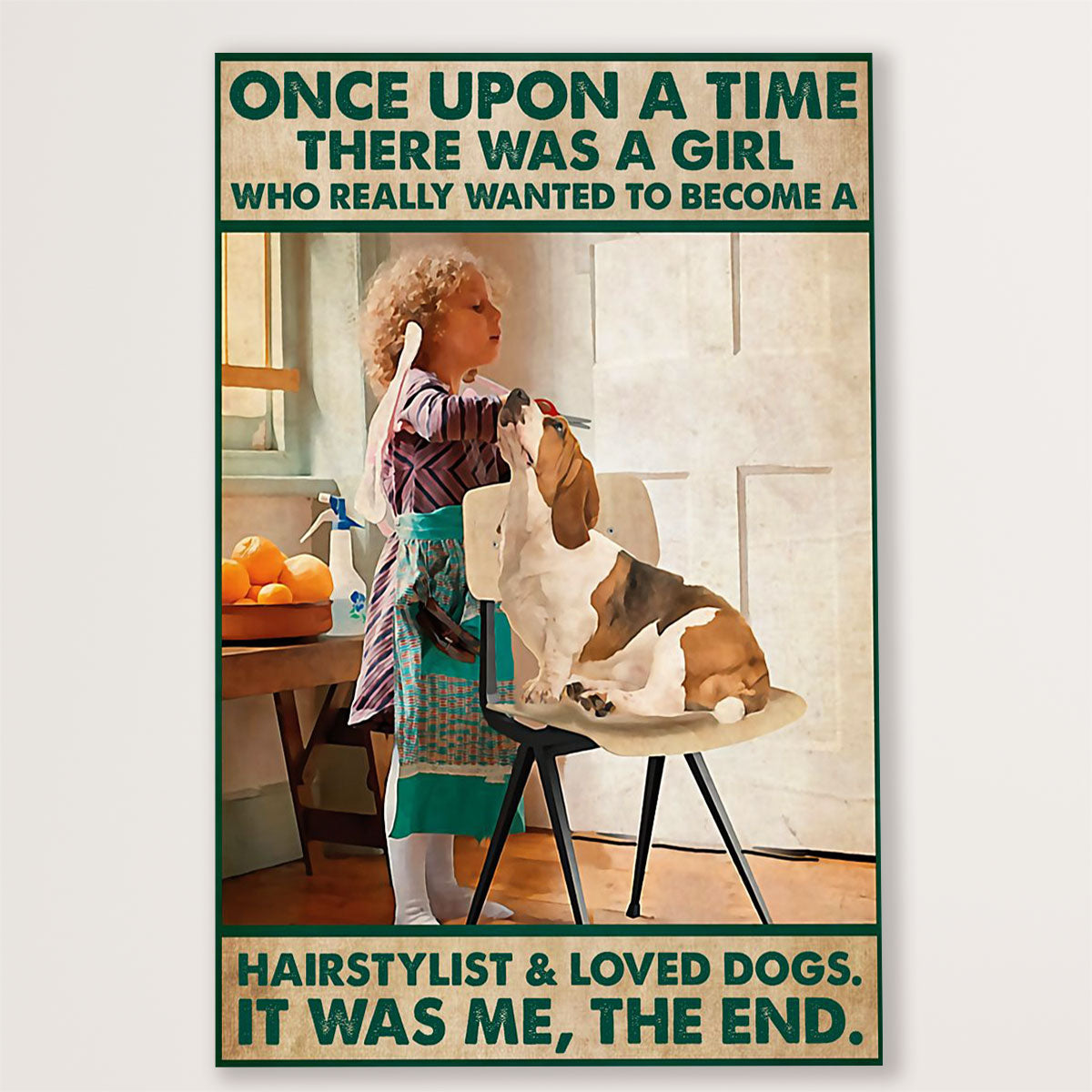 Hairdresser Poster Girl Really Wanted To Become A Hairstylist & Love Dogs | Wall Art Gift for Hairstylists