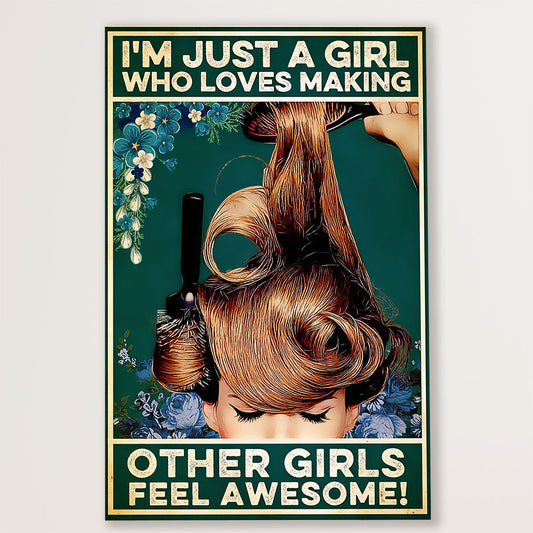Hairdresser Canvas Girl Loves Making Other Girls | Wall Art Gift for Hairstylists