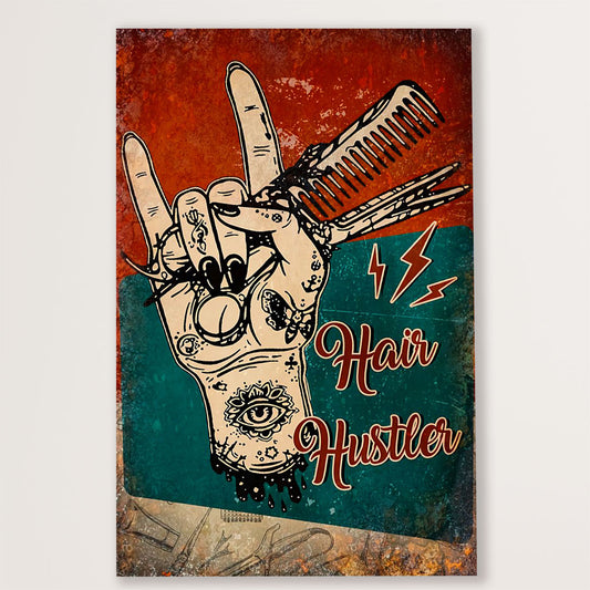 Hairdresser Canvas Hair Hustler | Wall Art Gift for Hairstylists