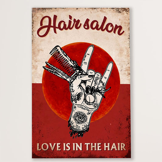 Hairdresser Canvas Hair Salon - Love Is In The Hair | Wall Art Gift for Hairstylists