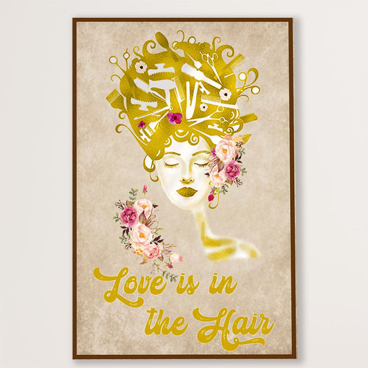 Hairdresser Canvas Love Is In The Hair | Wall Art Gift for Hairstylists