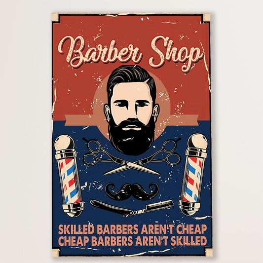 Hairdresser Canvas Barber Shop - Skilled Barber Aren't Cheap | Wall Art Gift for Hairstylists