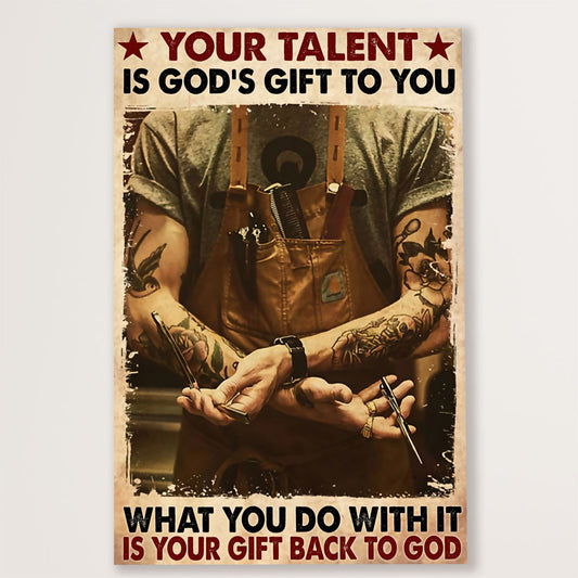 Hairdresser Canvas Your Talent Is God's Gift To You | Wall Art Gift for Hairstylists