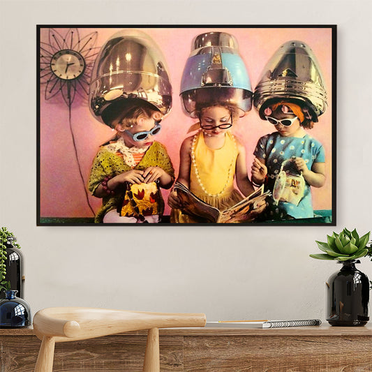 Hairdresser Poster Kids in Hair Salon Art | Wall Art Gift for Hairstylists