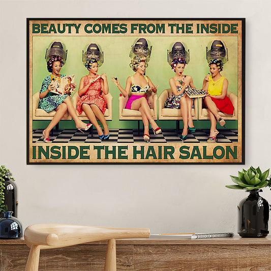 Hairdresser Poster Beauty Comes From The Inside | Wall Art Gift for Hairstylists