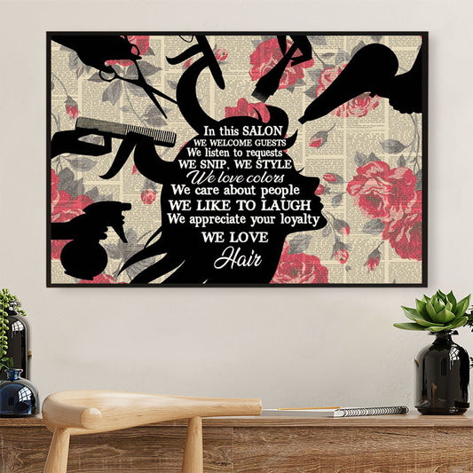 Hairdresser Poster In This Salon We Welcome Guests | Wall Art Gift for Hairstylists