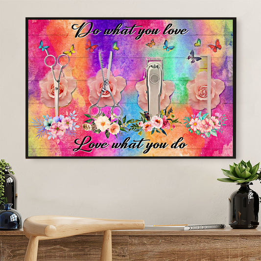 Hairdresser Poster Do What You Love - Love What You Do | Wall Art Gift for Hairstylists