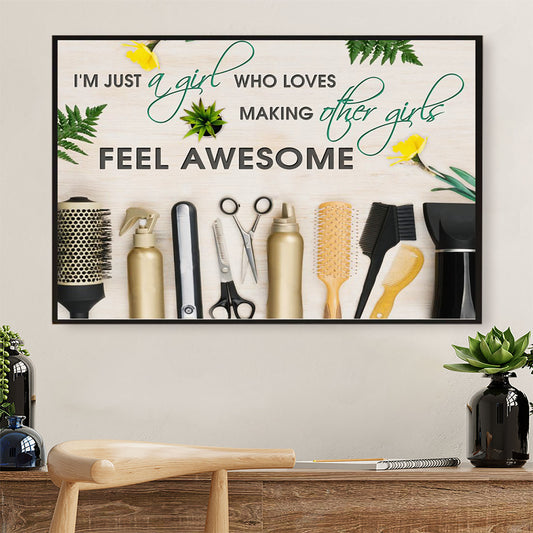 Hairdresser Poster Just A Girl Who Loves Making Other Girls | Wall Art Gift for Hairstylists