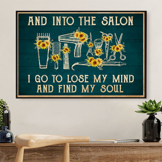 Hairdresser Poster Into The Salon I Go To Lose My Mind | Wall Art Gift for Hairstylists