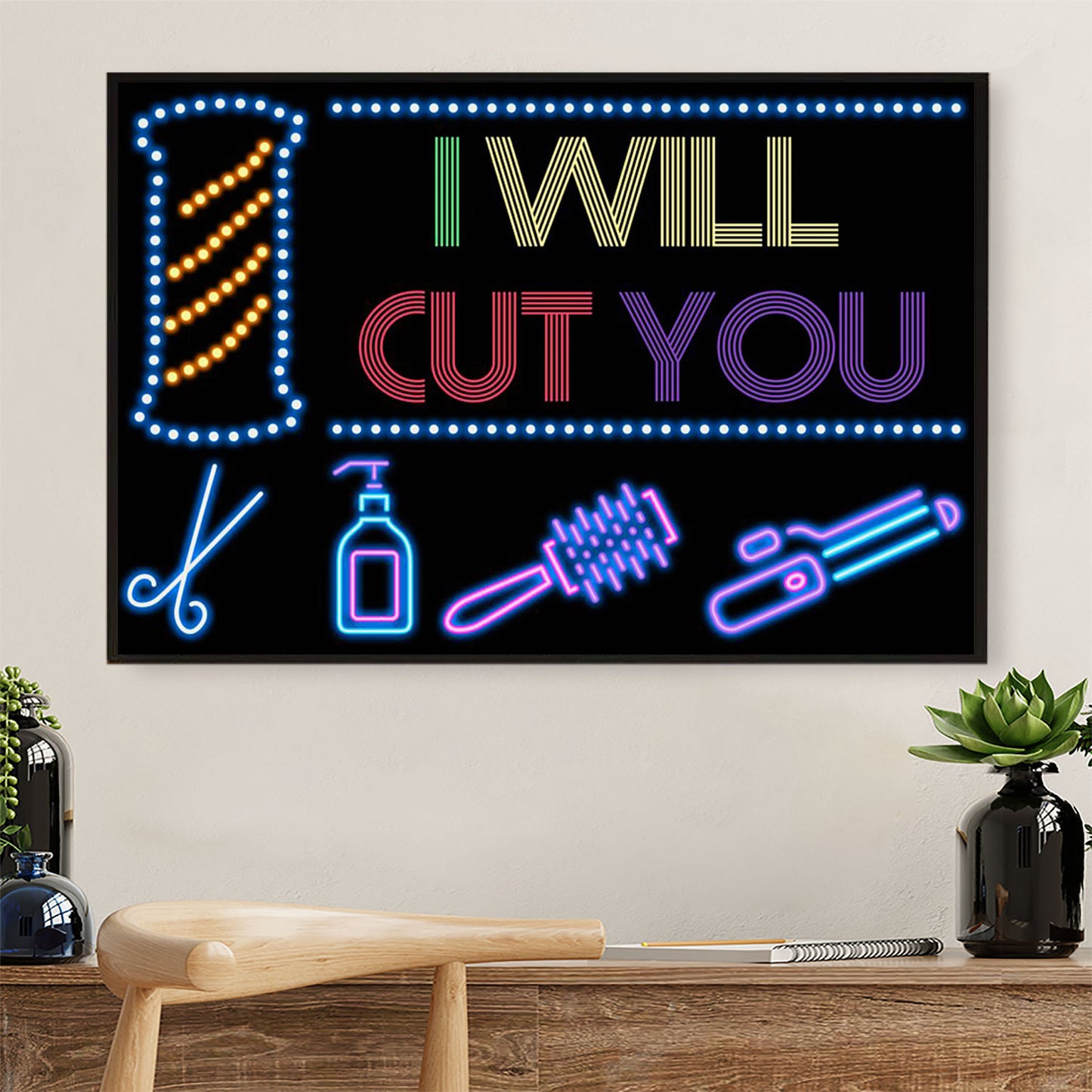Hairdresser Poster I Will Cut You | Wall Art Gift for Hairstylists