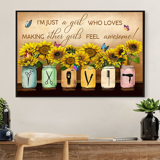 Hairdresser Poster Just A Girl Who Loves Making Other Girls | Wall Art Gift for Hairstylists