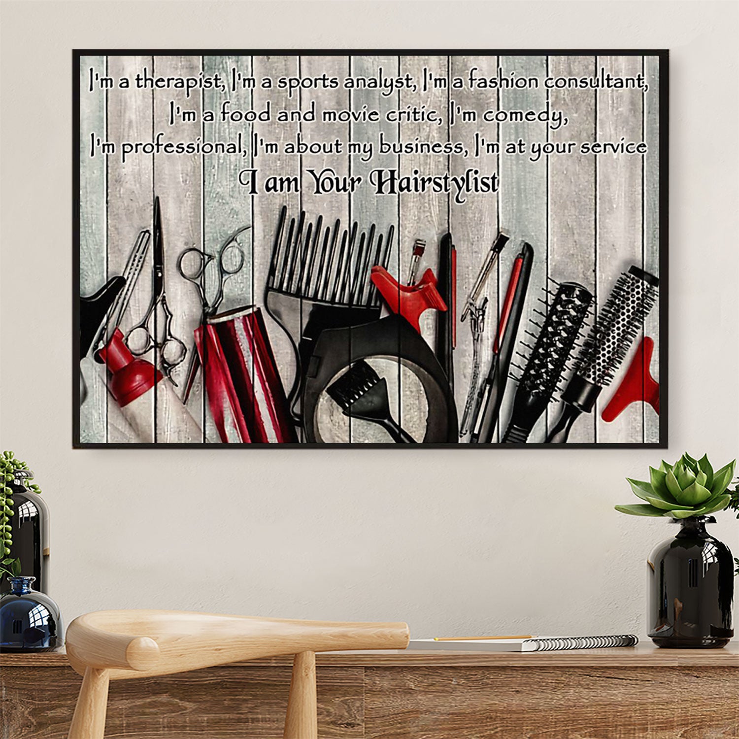 Hairdresser Poster I'm A Therapist, I'm A Sports Analyst | Wall Art Gift for Hairstylists