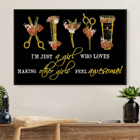 Hairdresser Poster I'm Just A Girl Who Loves Making Other Girls | Wall Art Gift for Hairstylists