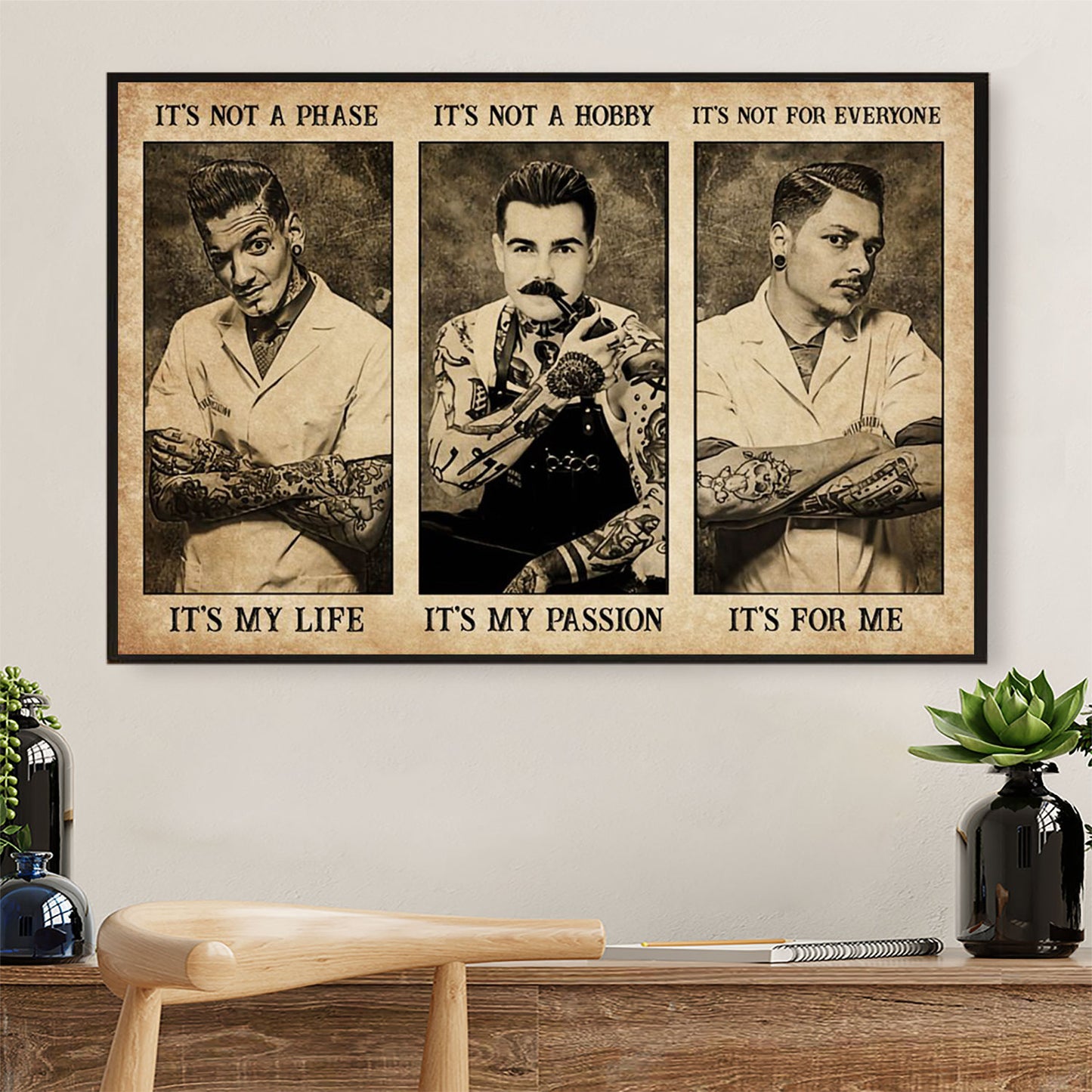 Men - It's Not A Phase, It's My Life - Hairdresser Canvas Wall Art | Home Décor Gift for Hairstylists