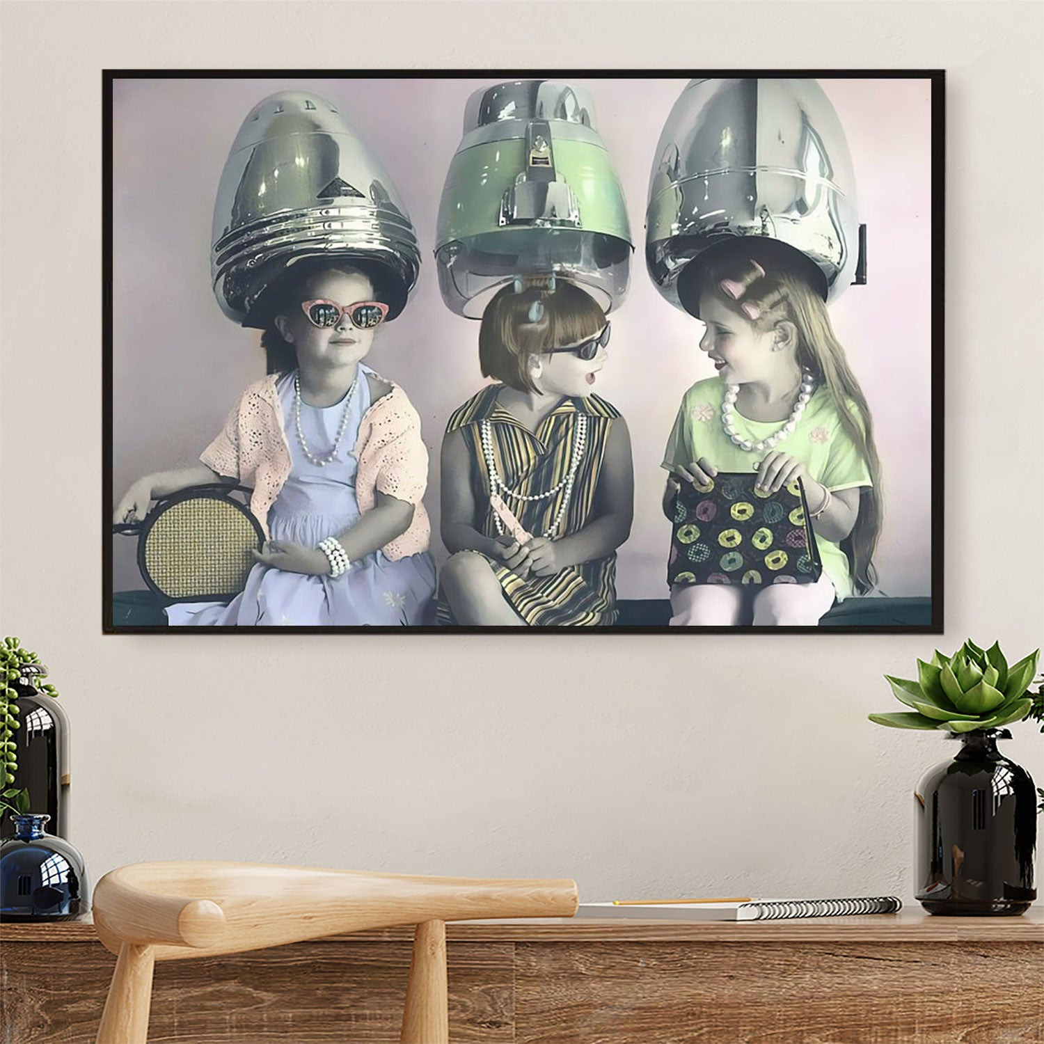 Kids Go To Hair Salon - Hairdresser Canvas Wall Art | Home Décor Gift for Hairstylists